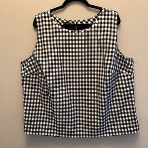 Talbots Black And White Gingham Beaded Sleeveless